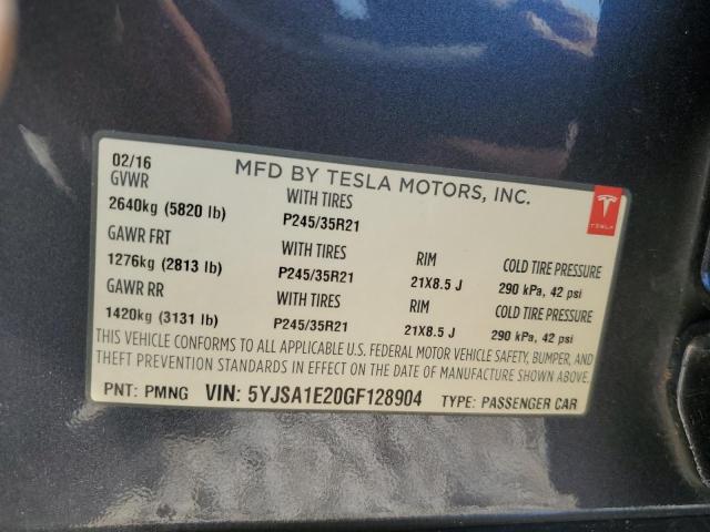 Photo 12 VIN: 5YJSA1E20GF128904 - TESLA MODEL S 