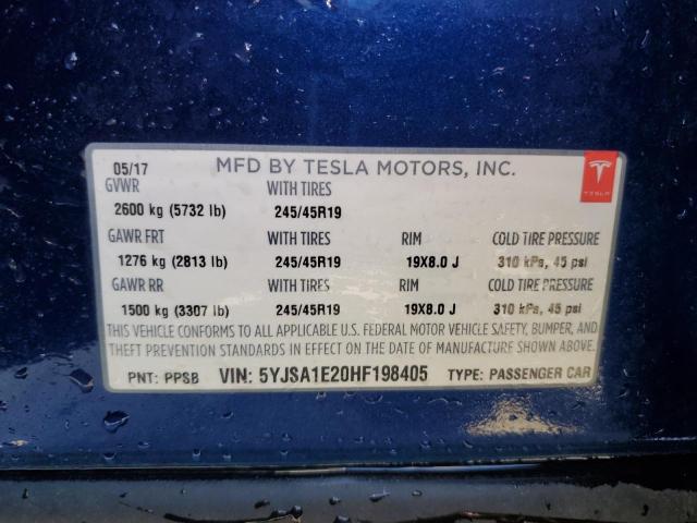 Photo 11 VIN: 5YJSA1E20HF198405 - TESLA MODEL S 