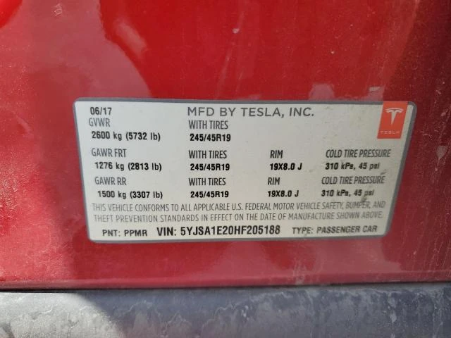 Photo 11 VIN: 5YJSA1E20HF205188 - TESLA MODEL S 