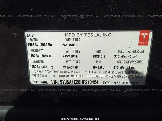 Photo 8 VIN: 5YJSA1E20HF210424 - TESLA MODEL S 