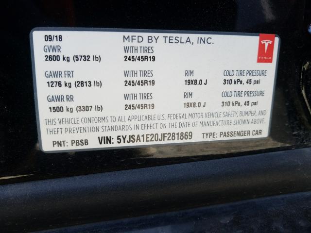 Photo 9 VIN: 5YJSA1E20JF281869 - TESLA MODEL S 