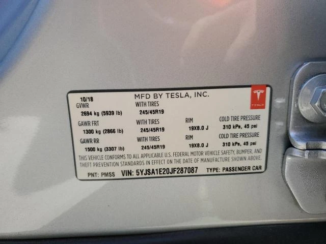 Photo 11 VIN: 5YJSA1E20JF287087 - TESLA MODEL S 