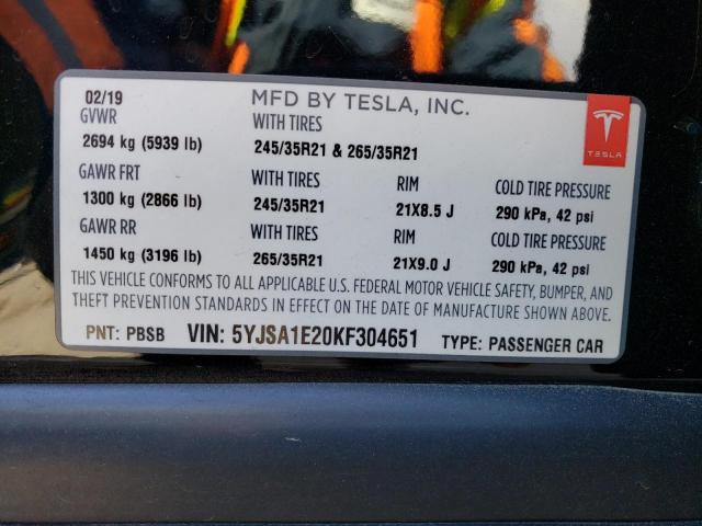 Photo 12 VIN: 5YJSA1E20KF304651 - TESLA MODEL S 