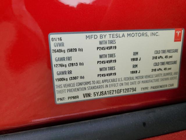 Photo 11 VIN: 5YJSA1E21GF120794 - TESLA MODEL S 