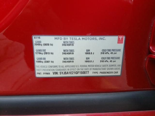 Photo 9 VIN: 5YJSA1E21GF150877 - TESLA MODEL S 