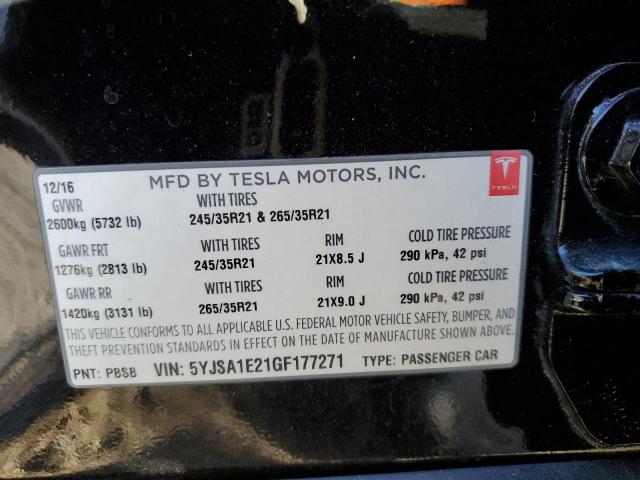 Photo 11 VIN: 5YJSA1E21GF177271 - TESLA MODEL S 