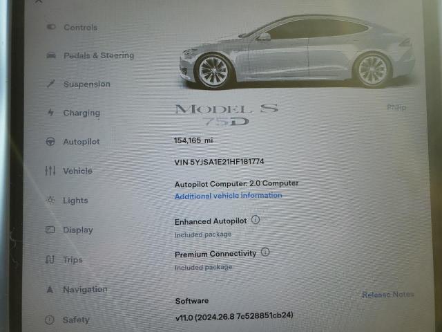 Photo 8 VIN: 5YJSA1E21HF181774 - TESLA MODEL S 