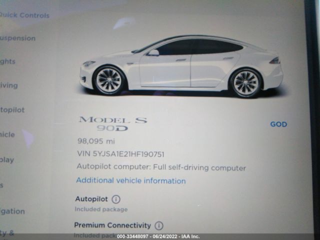 Photo 6 VIN: 5YJSA1E21HF190751 - TESLA MODEL S 