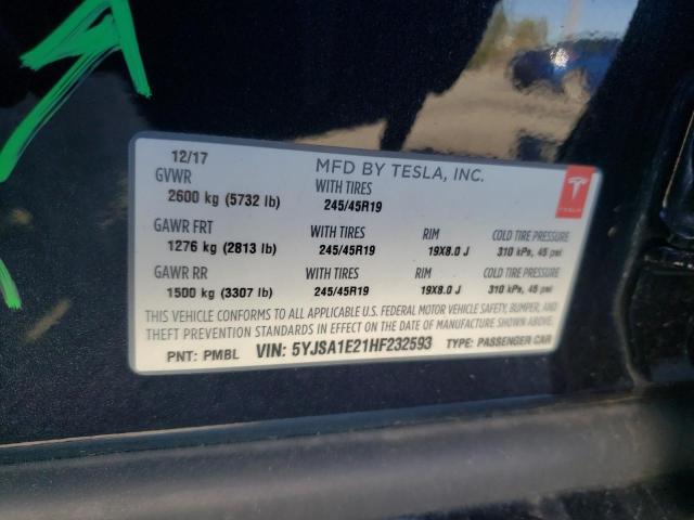 Photo 9 VIN: 5YJSA1E21HF232593 - TESLA MODEL S 