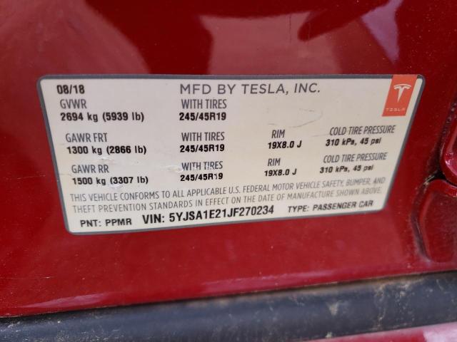 Photo 12 VIN: 5YJSA1E21JF270234 - TESLA MODEL S 