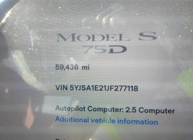 Photo 6 VIN: 5YJSA1E21JF277118 - TESLA MODEL S 