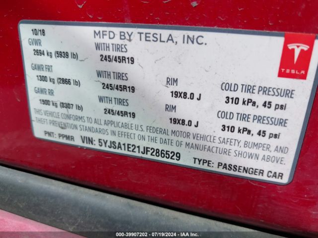 Photo 8 VIN: 5YJSA1E21JF286529 - TESLA MODEL S 