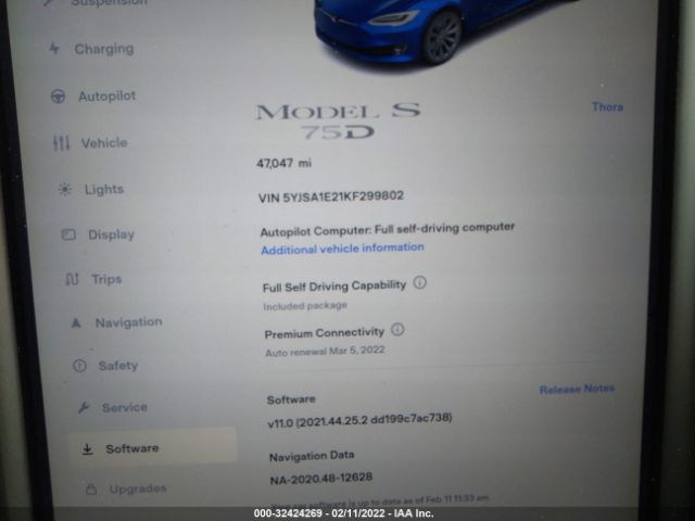 Photo 6 VIN: 5YJSA1E21KF299802 - TESLA MODEL S 