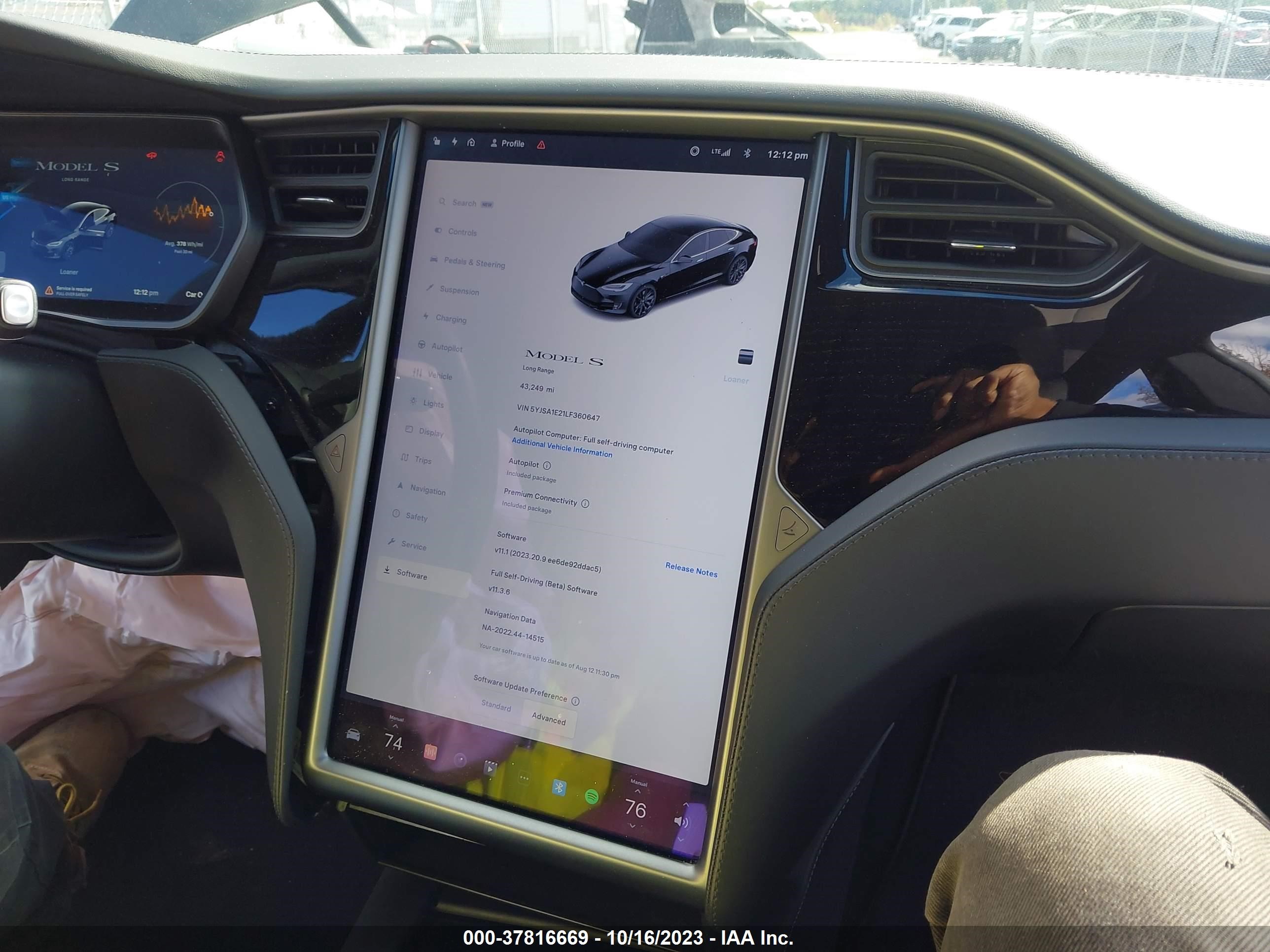 Photo 11 VIN: 5YJSA1E21LF360647 - TESLA MODEL S 