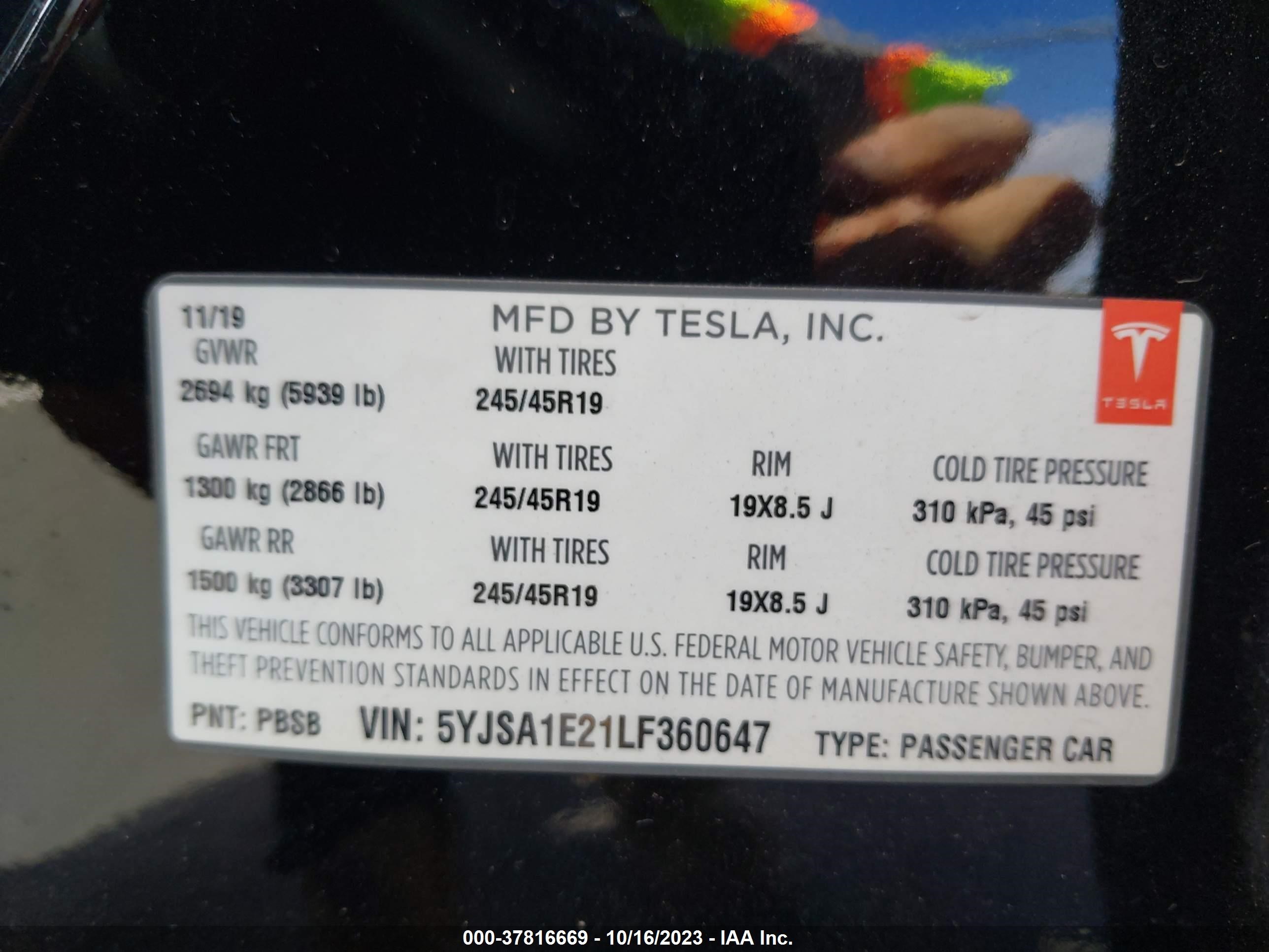 Photo 8 VIN: 5YJSA1E21LF360647 - TESLA MODEL S 