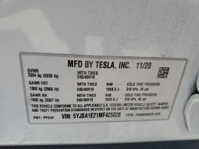 Photo 11 VIN: 5YJSA1E21MF425028 - TESLA MODEL S 