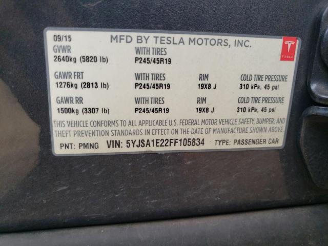 Photo 12 VIN: 5YJSA1E22FF105834 - TESLA MODEL S 