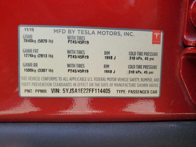 Photo 11 VIN: 5YJSA1E22FF114405 - TESLA MODEL S 