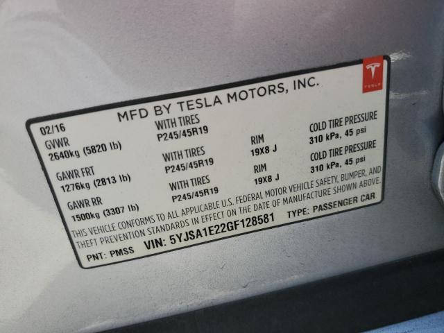 Photo 11 VIN: 5YJSA1E22GF128581 - TESLA MODEL S 