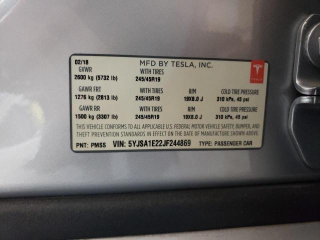 Photo 11 VIN: 5YJSA1E22JF244869 - TESLA MODEL S 