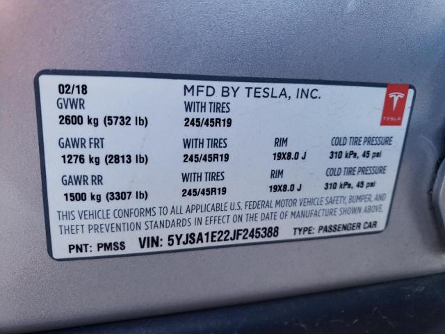 Photo 11 VIN: 5YJSA1E22JF245388 - TESLA MODEL S 