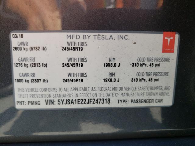 Photo 9 VIN: 5YJSA1E22JF247318 - TESLA MODEL S 