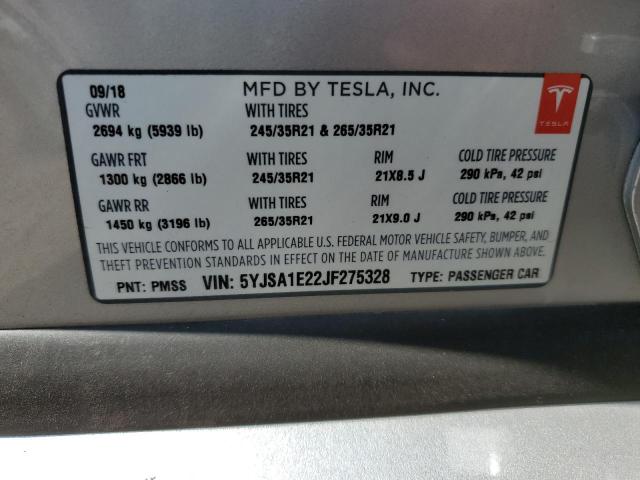 Photo 12 VIN: 5YJSA1E22JF275328 - TESLA MODEL S 