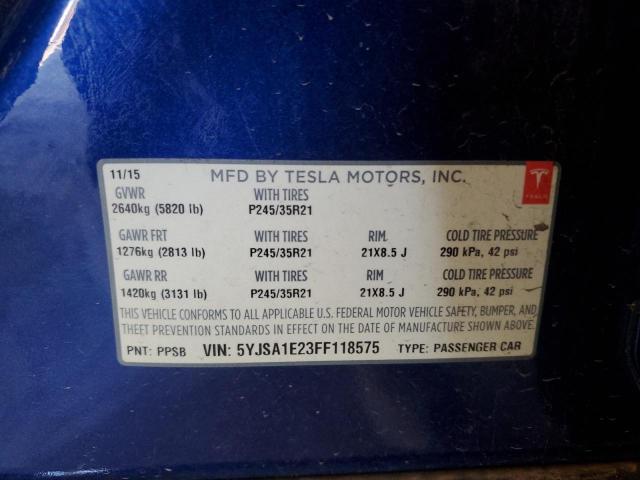 Photo 11 VIN: 5YJSA1E23FF118575 - TESLA MODEL S 