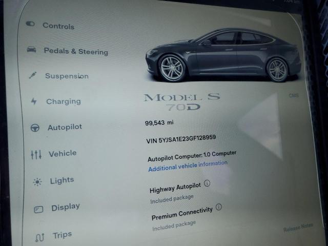 Photo 8 VIN: 5YJSA1E23GF128959 - TESLA MODEL S 