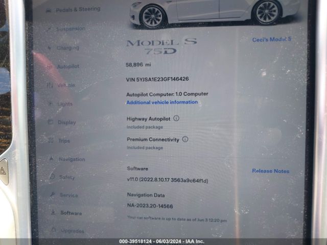 Photo 6 VIN: 5YJSA1E23GF146426 - TESLA MODEL S 