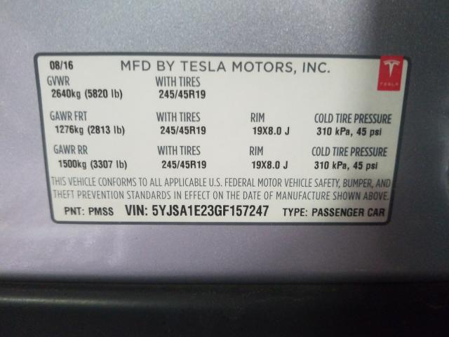 Photo 9 VIN: 5YJSA1E23GF157247 - TESLA MODEL S 