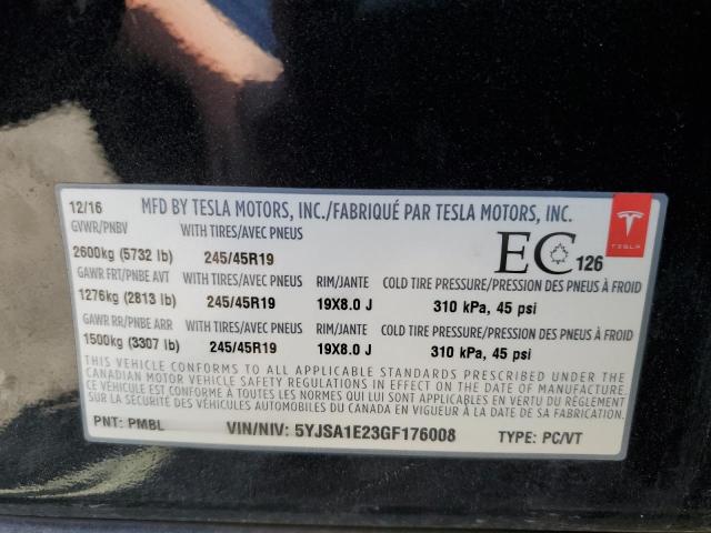 Photo 11 VIN: 5YJSA1E23GF176008 - TESLA MODEL S 