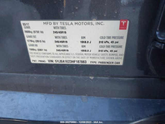 Photo 8 VIN: 5YJSA1E23HF187883 - TESLA MODEL S 