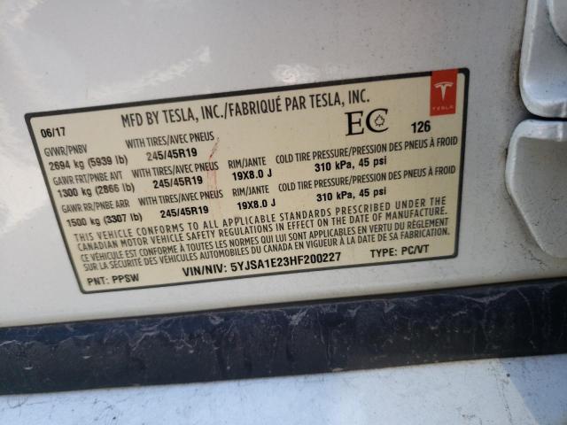 Photo 11 VIN: 5YJSA1E23HF200227 - TESLA MODEL S 