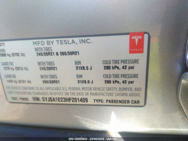 Photo 8 VIN: 5YJSA1E23HF201409 - TESLA MODEL S 