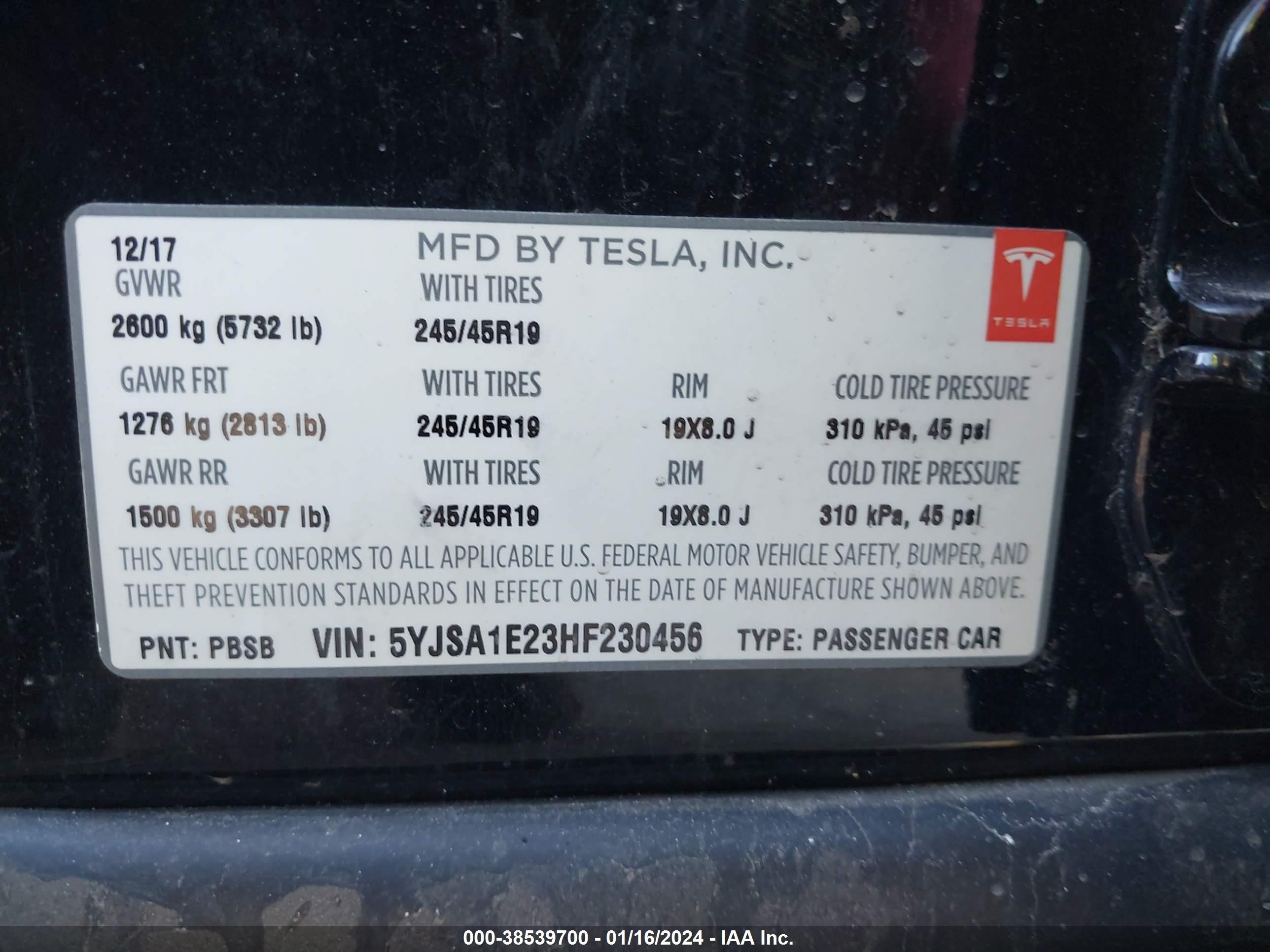 Photo 7 VIN: 5YJSA1E23HF230456 - TESLA MODEL S 