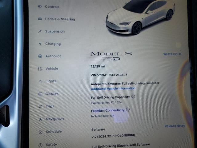 Photo 8 VIN: 5YJSA1E23JF253595 - TESLA MODEL S 