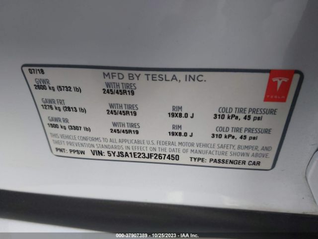 Photo 8 VIN: 5YJSA1E23JF267450 - TESLA MODEL S 