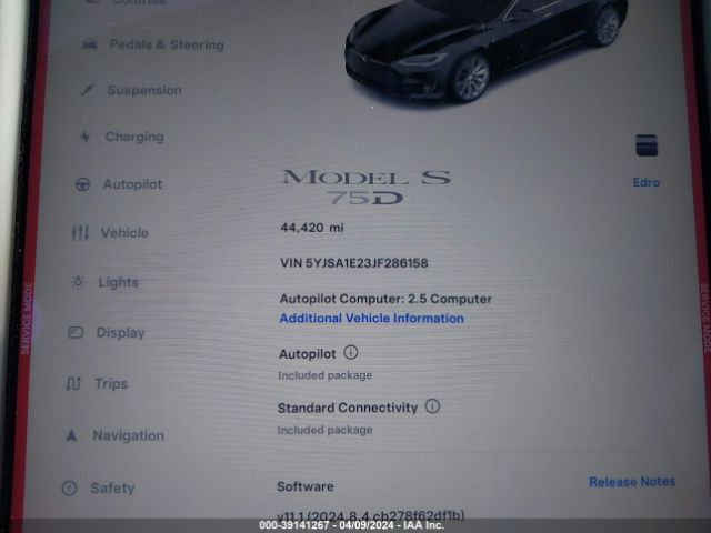 Photo 8 VIN: 5YJSA1E23JF286158 - TESLA MODEL S 