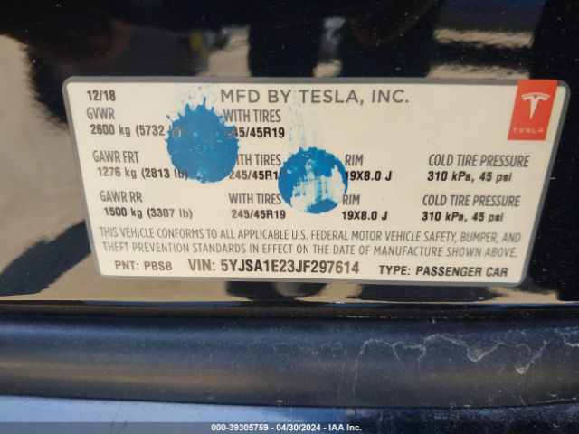 Photo 8 VIN: 5YJSA1E23JF297614 - TESLA MODEL S 