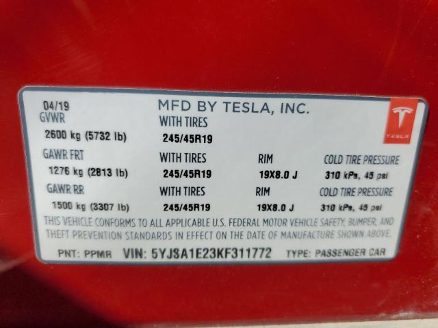 Photo 12 VIN: 5YJSA1E23KF311772 - TESLA MODEL S 