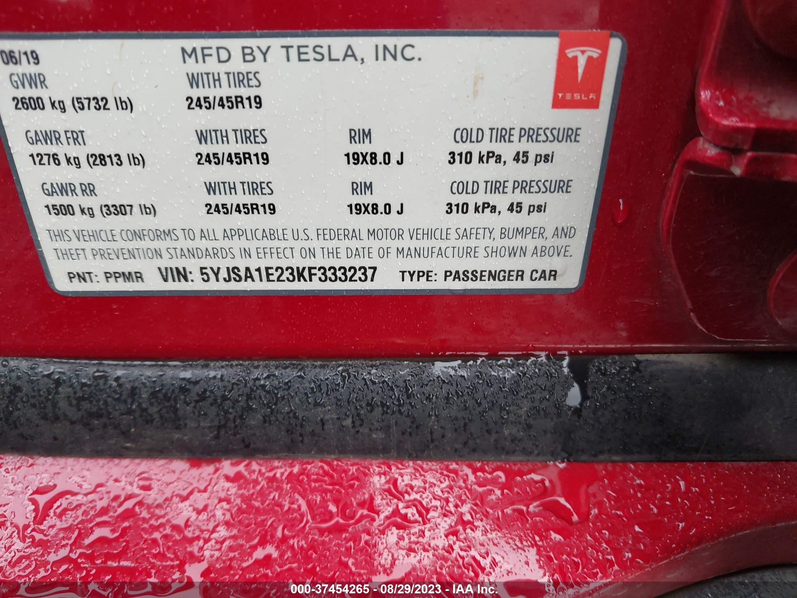 Photo 8 VIN: 5YJSA1E23KF333237 - TESLA MODEL S 