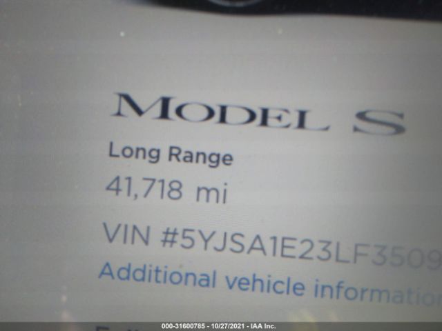 Photo 6 VIN: 5YJSA1E23LF350976 - TESLA MODEL S 