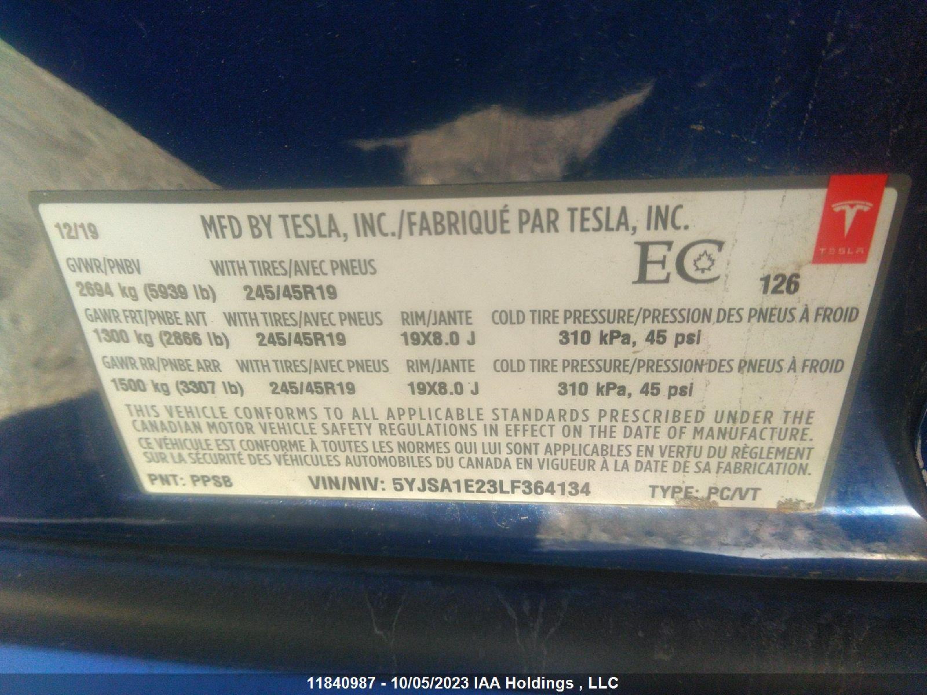 Photo 8 VIN: 5YJSA1E23LF364134 - TESLA MODEL S 