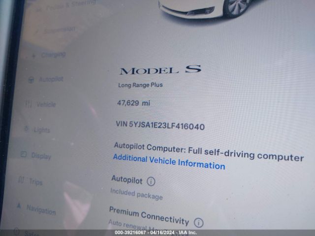 Photo 6 VIN: 5YJSA1E23LF416040 - TESLA MODEL S 