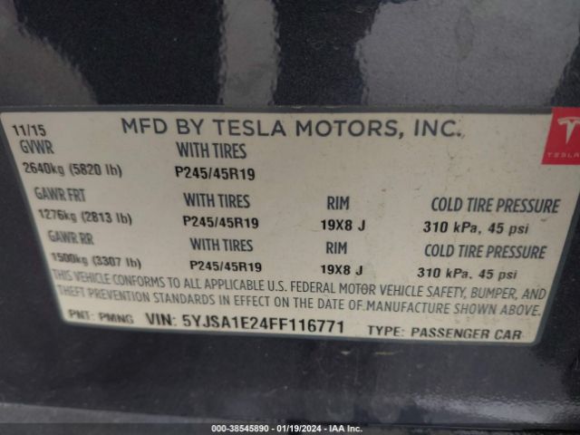 Photo 8 VIN: 5YJSA1E24FF116771 - TESLA MODEL S 