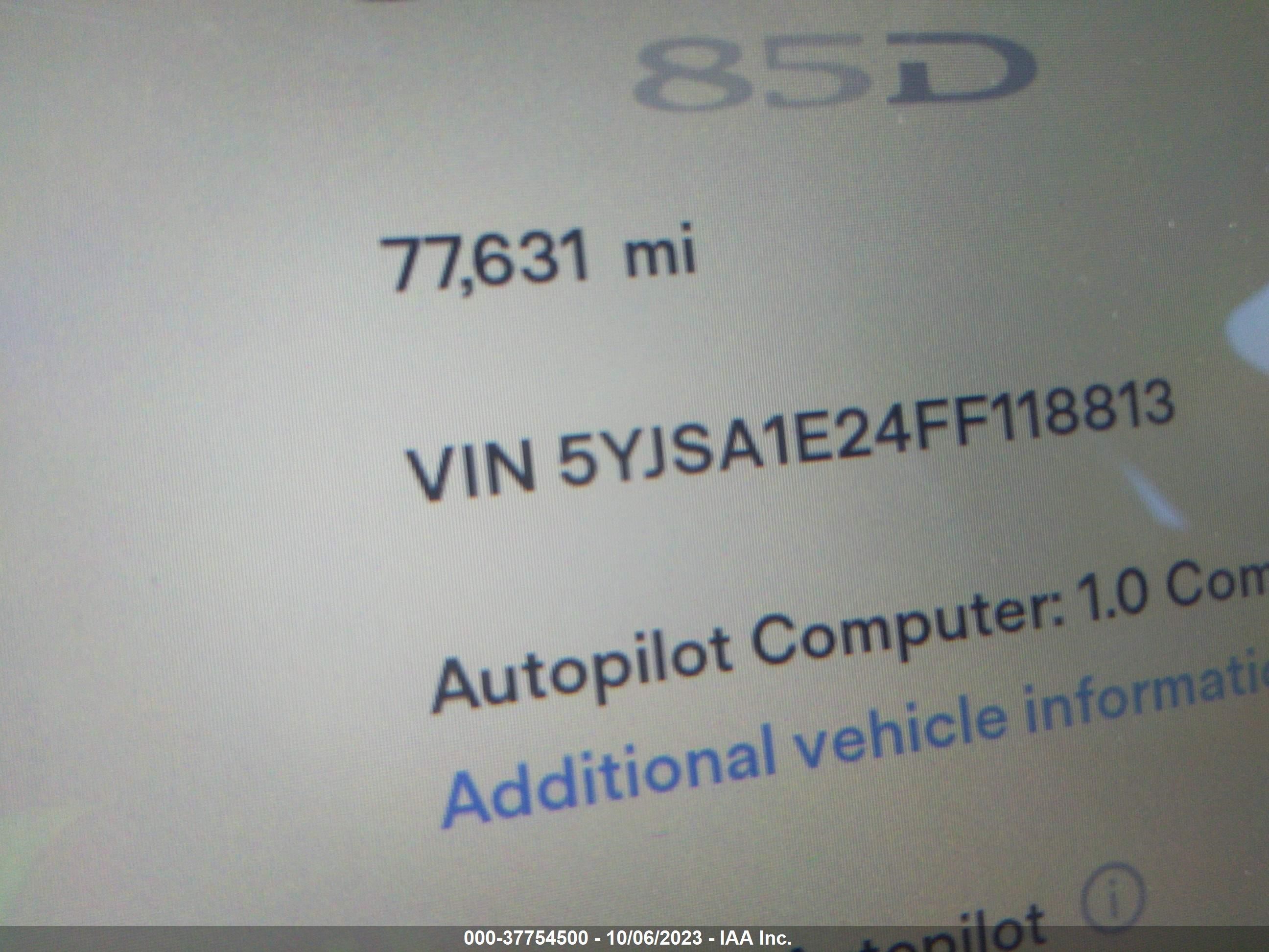 Photo 13 VIN: 5YJSA1E24FF118813 - TESLA MODEL S 