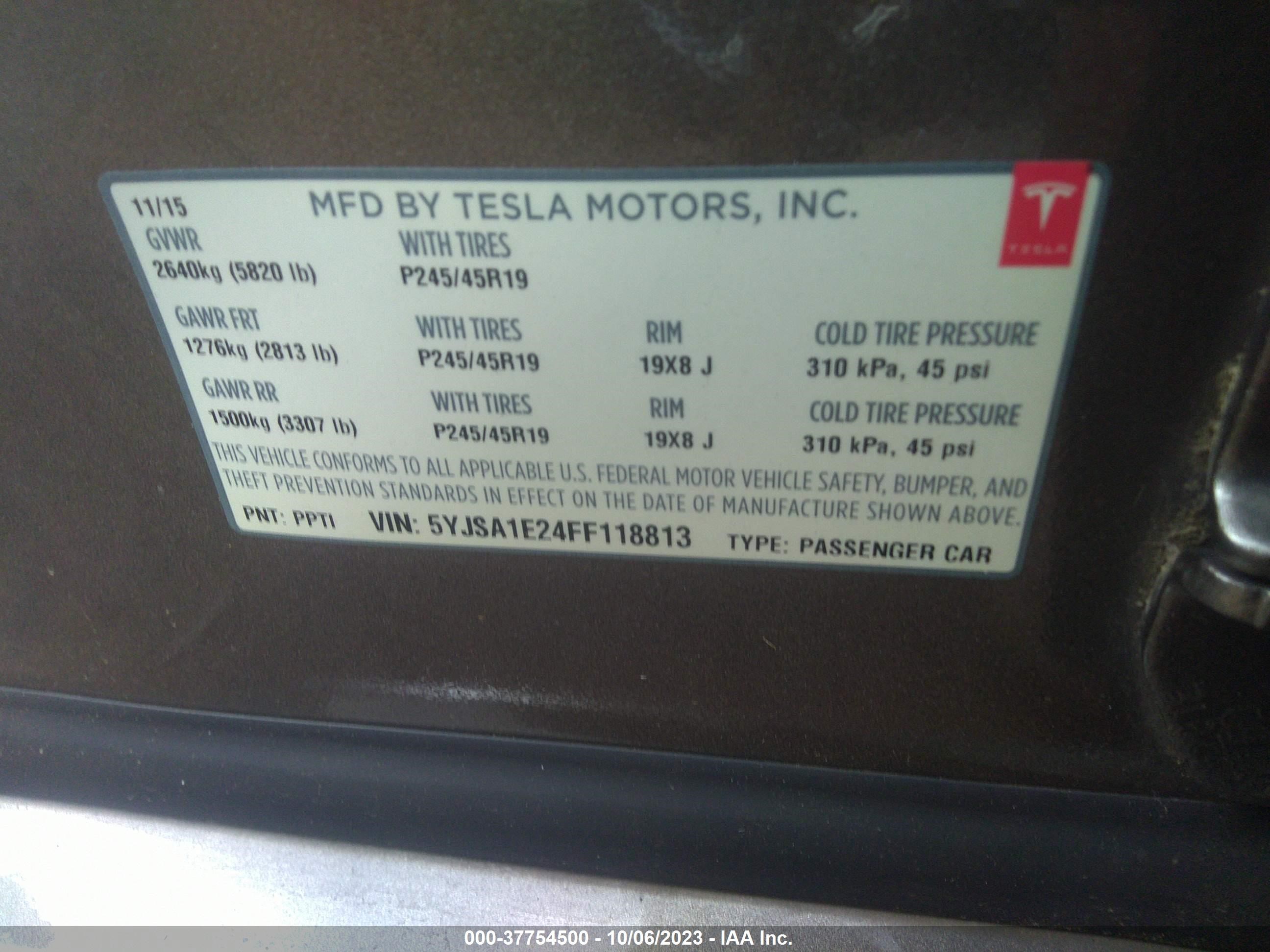 Photo 8 VIN: 5YJSA1E24FF118813 - TESLA MODEL S 