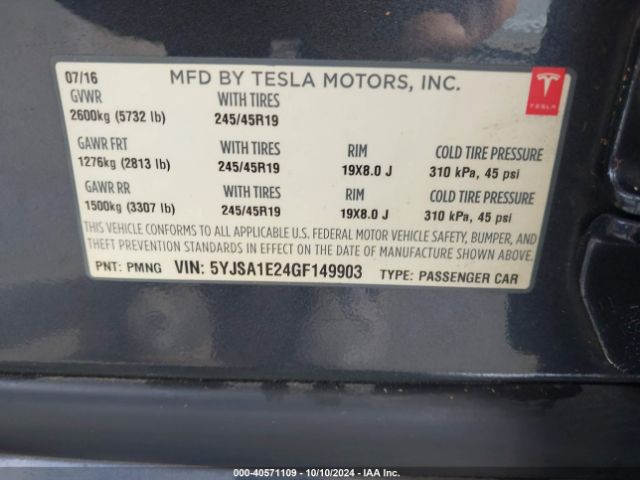 Photo 8 VIN: 5YJSA1E24GF149903 - TESLA MODEL S 