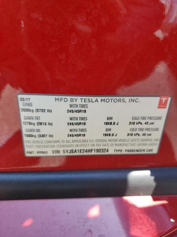 Photo 11 VIN: 5YJSA1E24HF190324 - TESLA MODEL S 